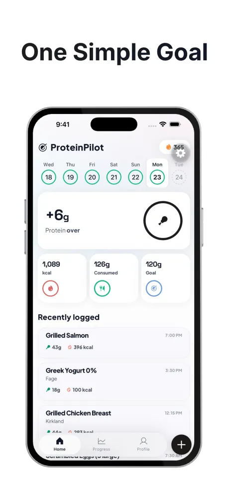 One Simple Goal — daily protein tracking dashboard